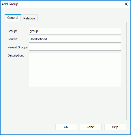 Add Group dialog - General