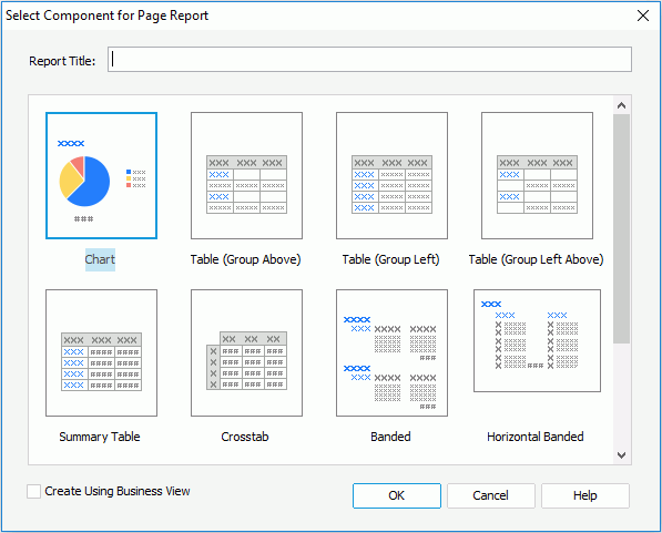 New Page Report dialog