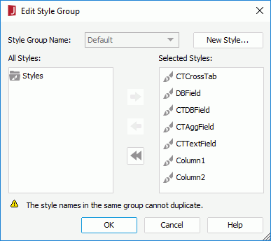 Edit Style Group dialog