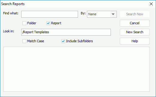 Search Reports dialog