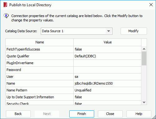 Publish to Local Directory dialog