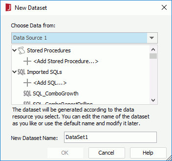 New Dataset dialog