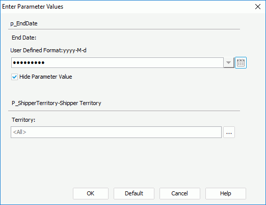 Enter Parameter Values dialog