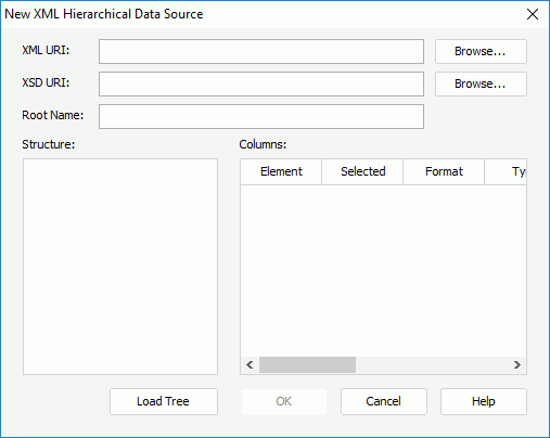 New XML Hierarchical Data Source dialog