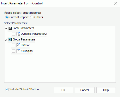 Insert Parameter Control dialog