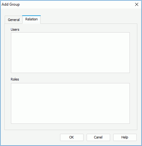 Add Group dialog - Relation