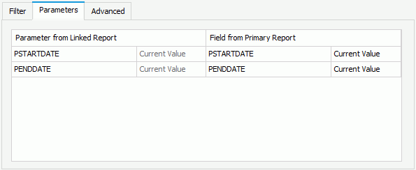 Insert Link dialog - Report - Parameter