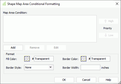 Shape Map Area Conditional Formatting dialog