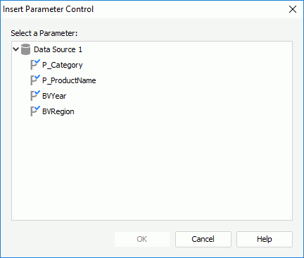 Insert Parameter Control dialog