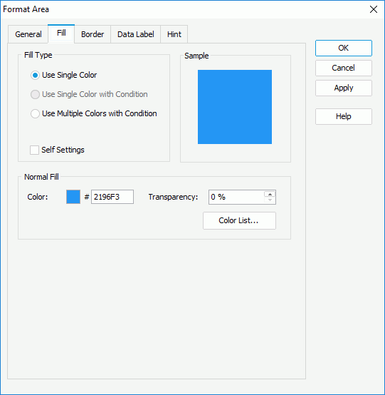 Format Area dialog - Fill tab
