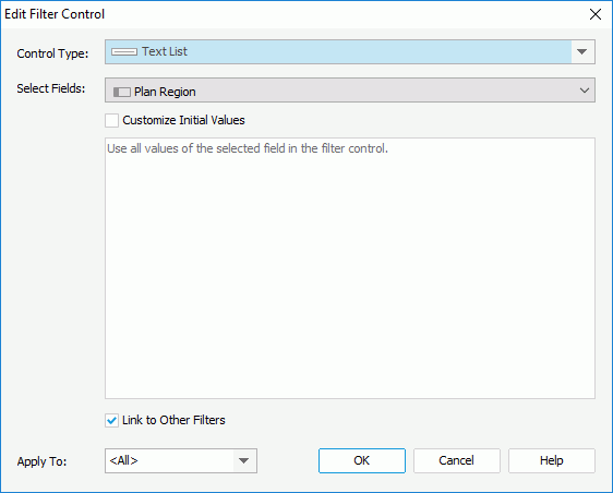 Edit Filter Control dialog