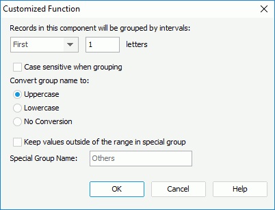 Customized Function dialog - String