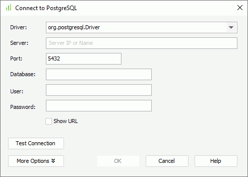 Connect to PostgreSQL dialog