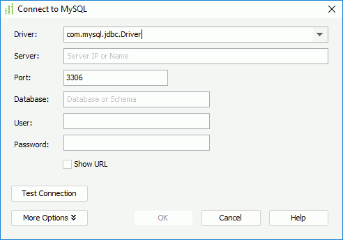 Connect to MySQL dialog