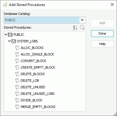 Add Stored Procedures dialog