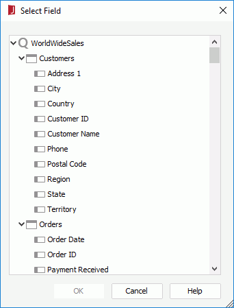 Select Field dialog