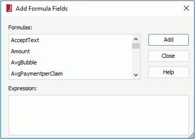 Add Formula Fields dialog