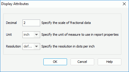 Display Attributes dialog