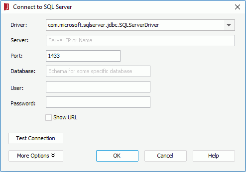 Connect to SQL Server dialog