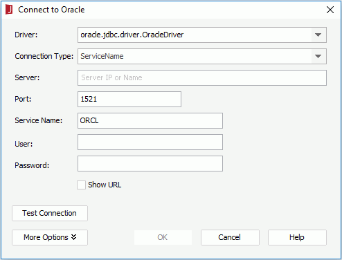 Connect to Oracle dialog