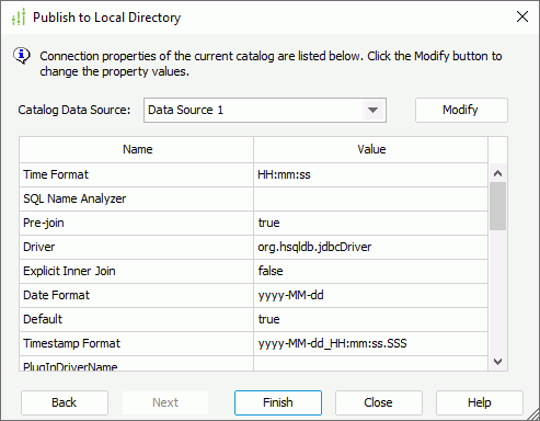 Publish to Local Directory dialog