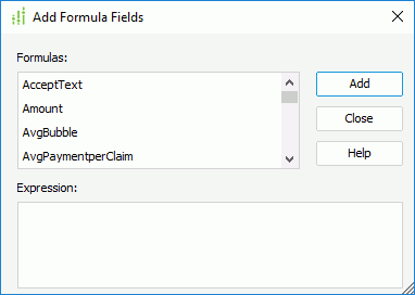 Add Formula Fields dialog