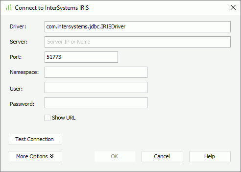 Connect to InterSystems IRIS dialog