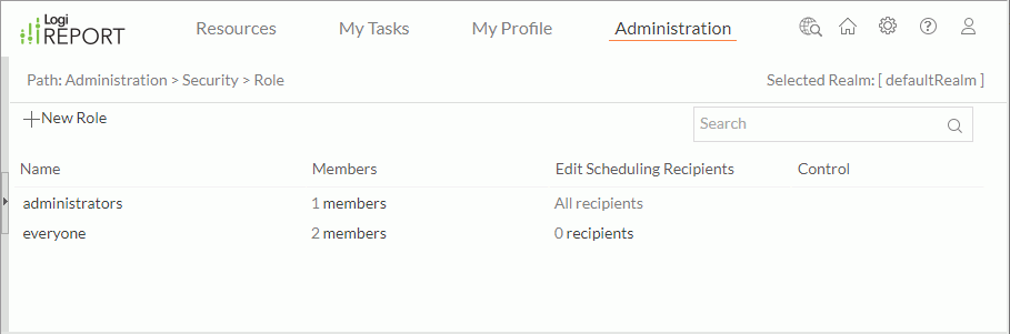 Security - Role page