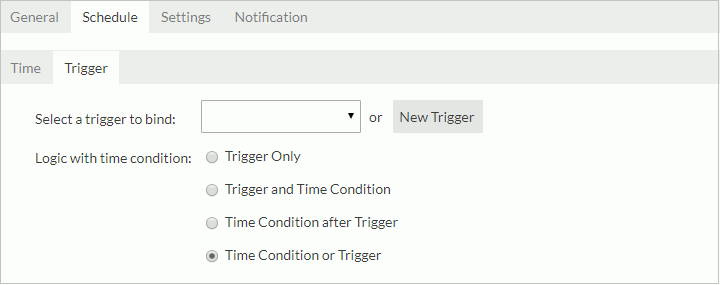 New Cube dialog - Schedule - Trigger subtab