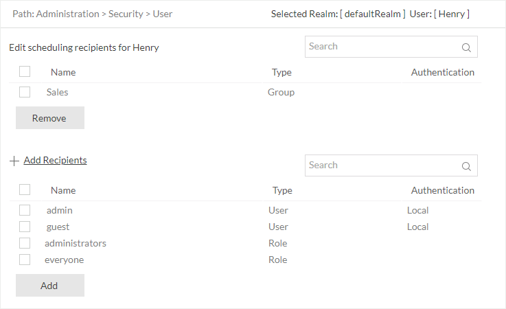 Permission Control for Scheduling Recipients