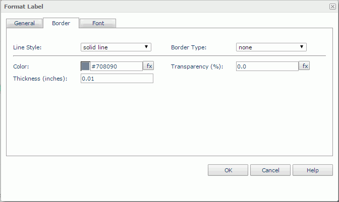 Format Label dialog - Border tab