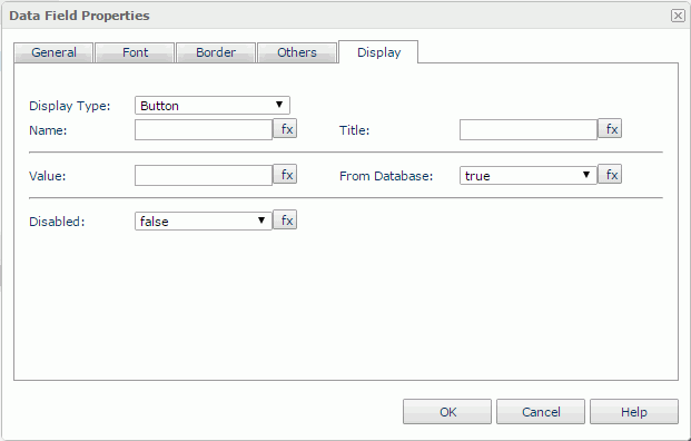 Data Field Properties dialog - Button Display Type