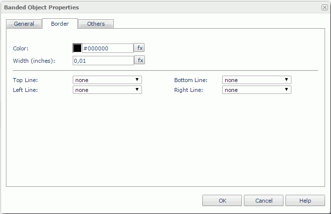 Banded Object Properties dialog - Border tab