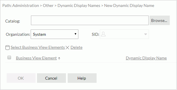 New Dynamic Display Name dialog