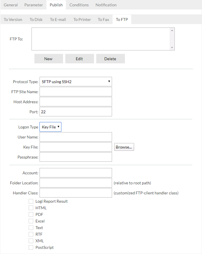 Support for SSH in Publishing to FTP