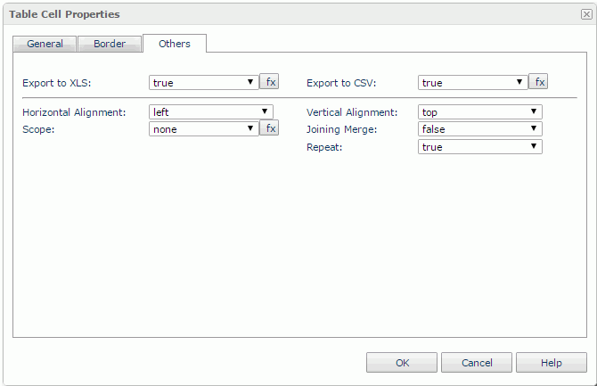 Table Cell Properties dialog - Others tab