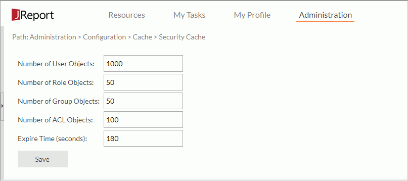 Cache - Security Cache page