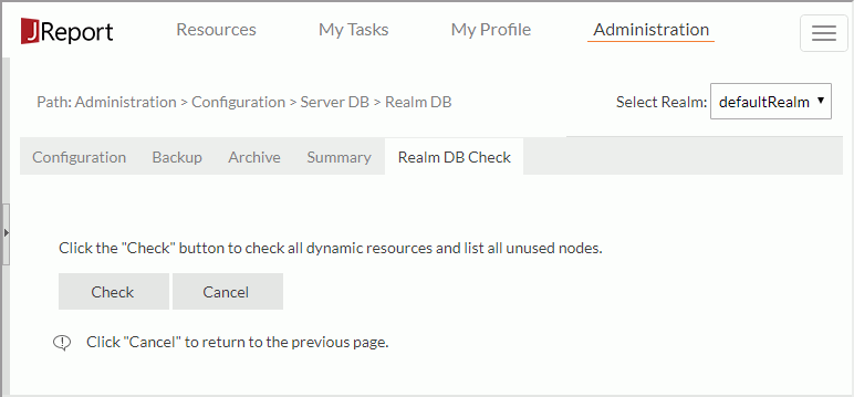 Realm DB Check tab