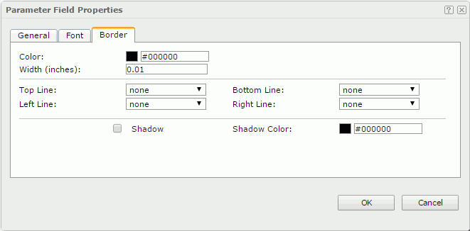Parameter Field Properties dialog - Border tab