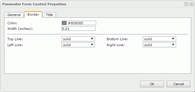 Parameter Form Control Properties dialog - Border tab