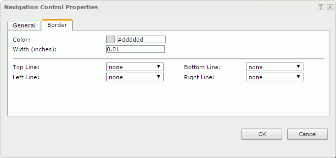 Navigation Control Properties dialog - Border tab