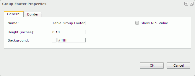 Group Footer Properties dialog - General tab