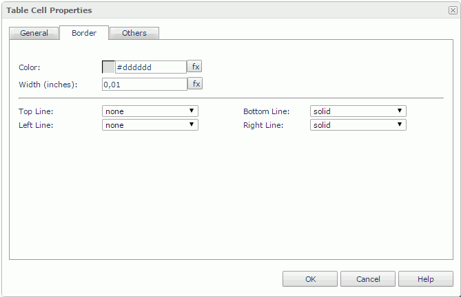 Table Cell Properties dialog - Border tab