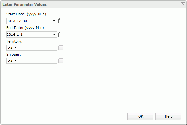 Enter Parameter Values dialog