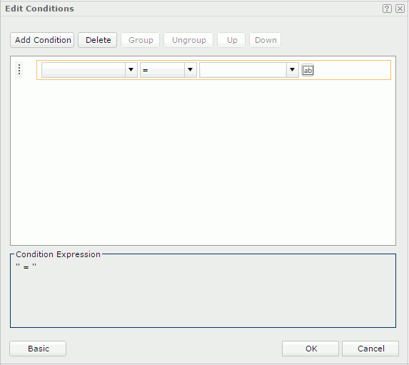 Edit Conditions dialog - Advanced mode