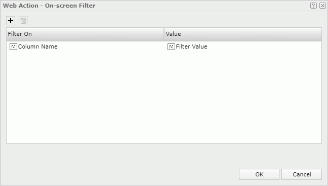 Web Action - On-screen Filter dialog