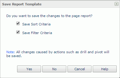 Save Report Template dialog