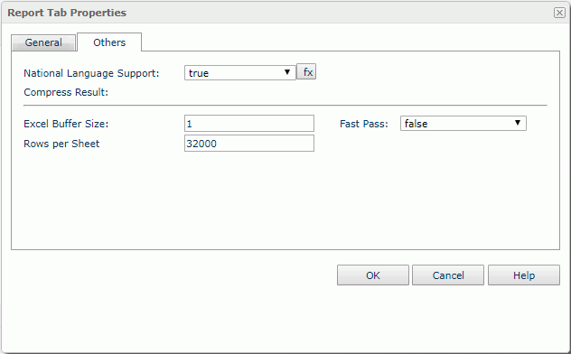 Report Tab Properties dialog - Others tab