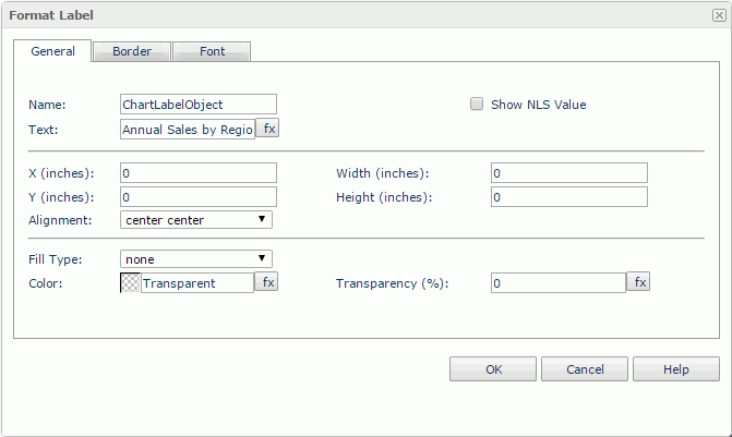 Format Label dialog - General tab