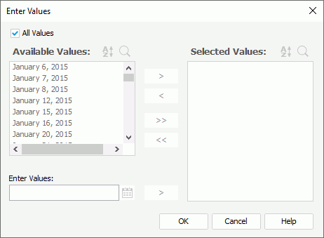 Enter Values dialog box